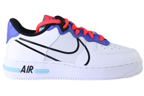Nike Air Force 1 React White Astronomy Blue Laser Crimson (GS)
