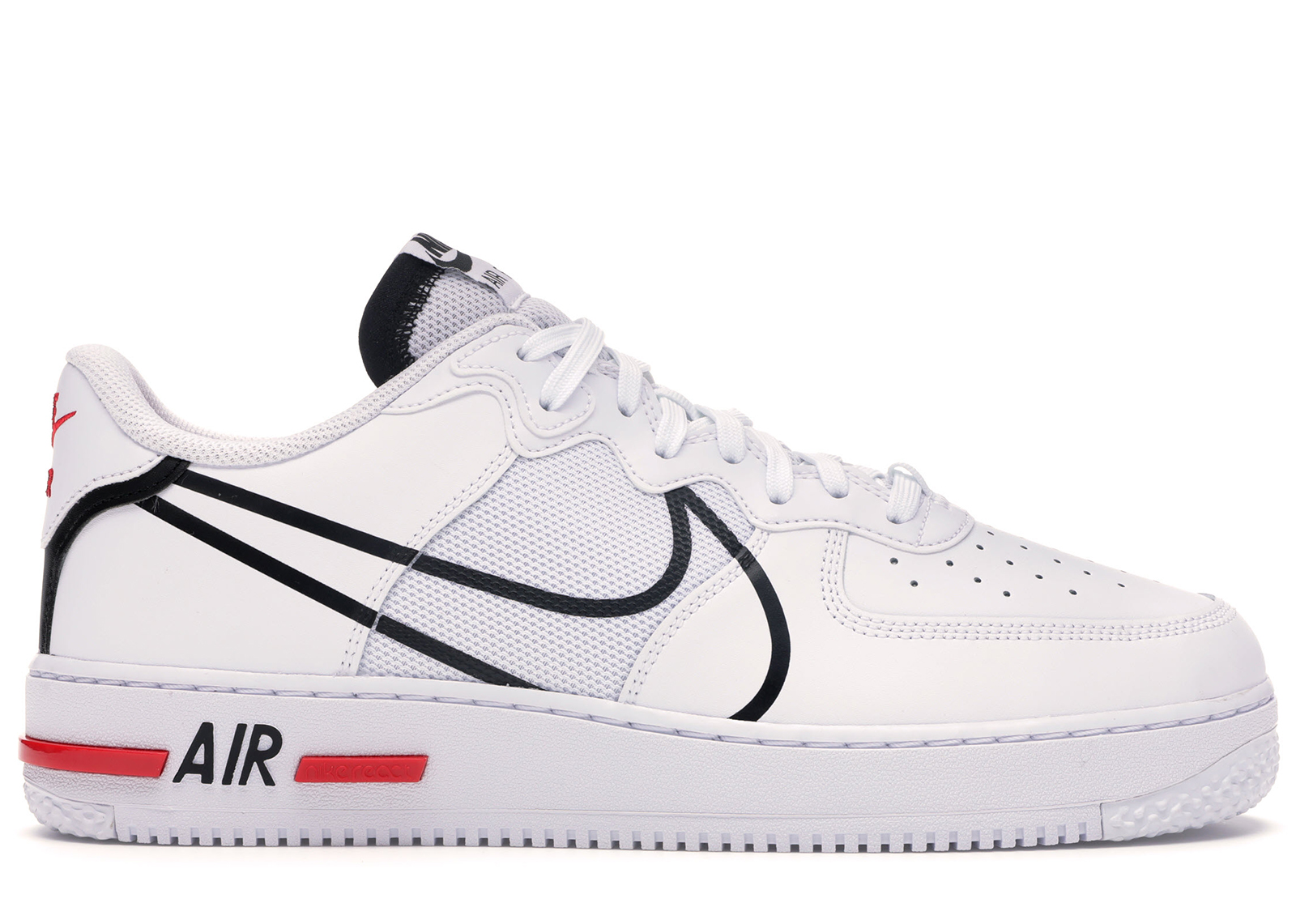 Nike Air Force 1 React White Black Red سكووب