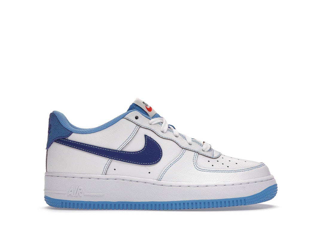 Pre-owned Nike Air Force 1 Low S50 White University Blue (gs) In White/deep Royal Blue/university Blue