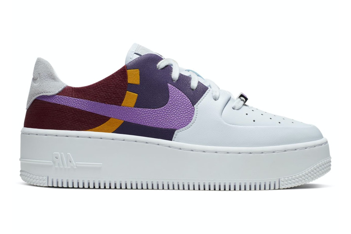 Pre-owned Nike Air Force 1 Sage Low Lx Grey Dark Orchid (women's) In Football Grey/dark Orchid/team Red