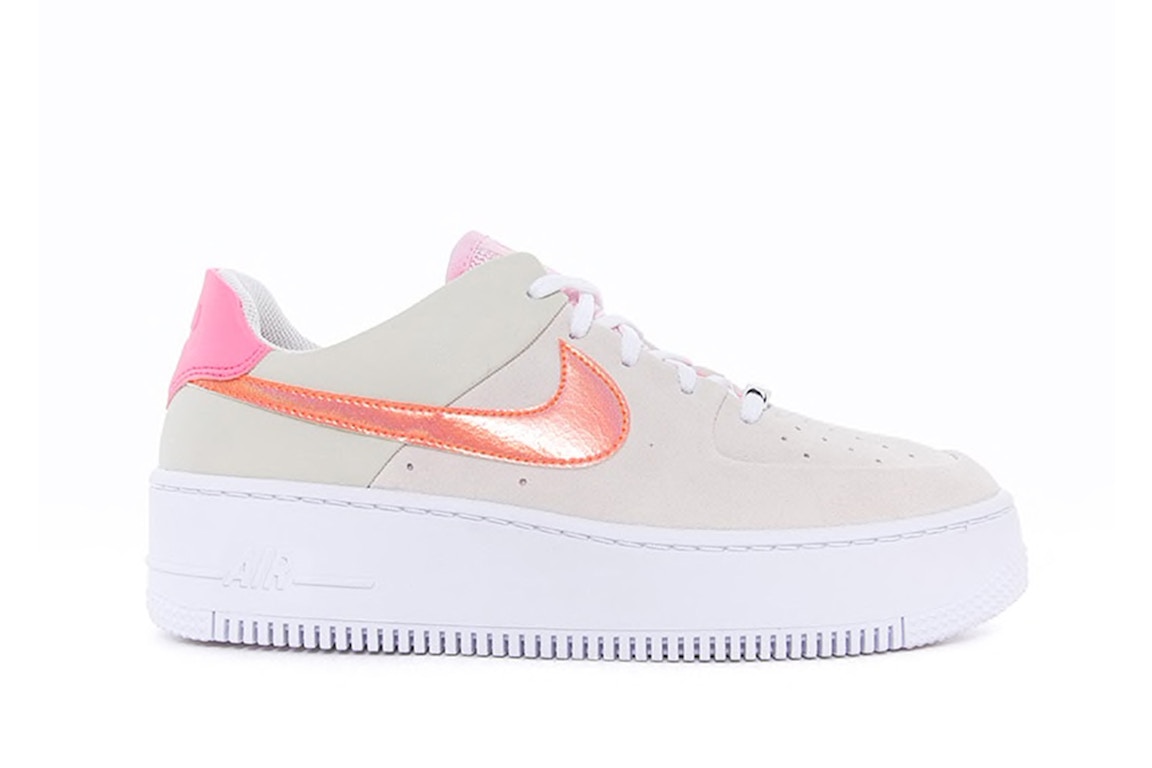 NIKE Pre-owned Air Force 1 Sage Low Light Bone Hyper Crimson (women's) In Light Bone/hyper Crimson-white