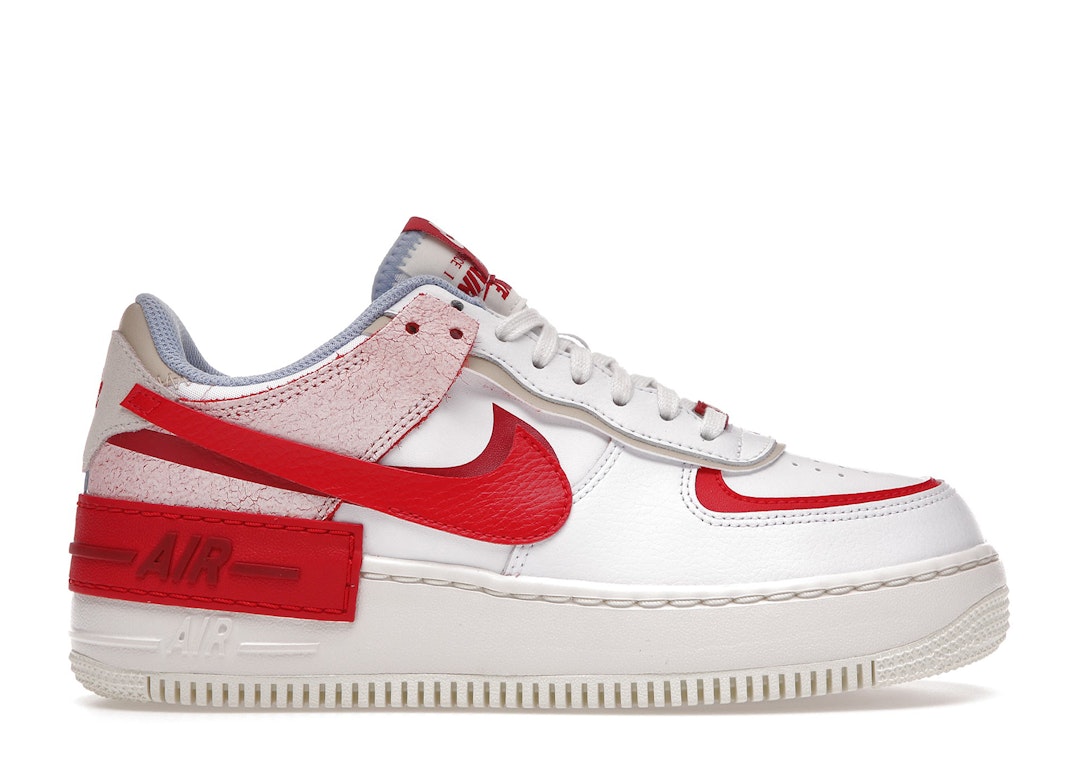 Pre-owned Nike Air Force 1 Low Shadow Cracked Leather (women's) In White/red/pink