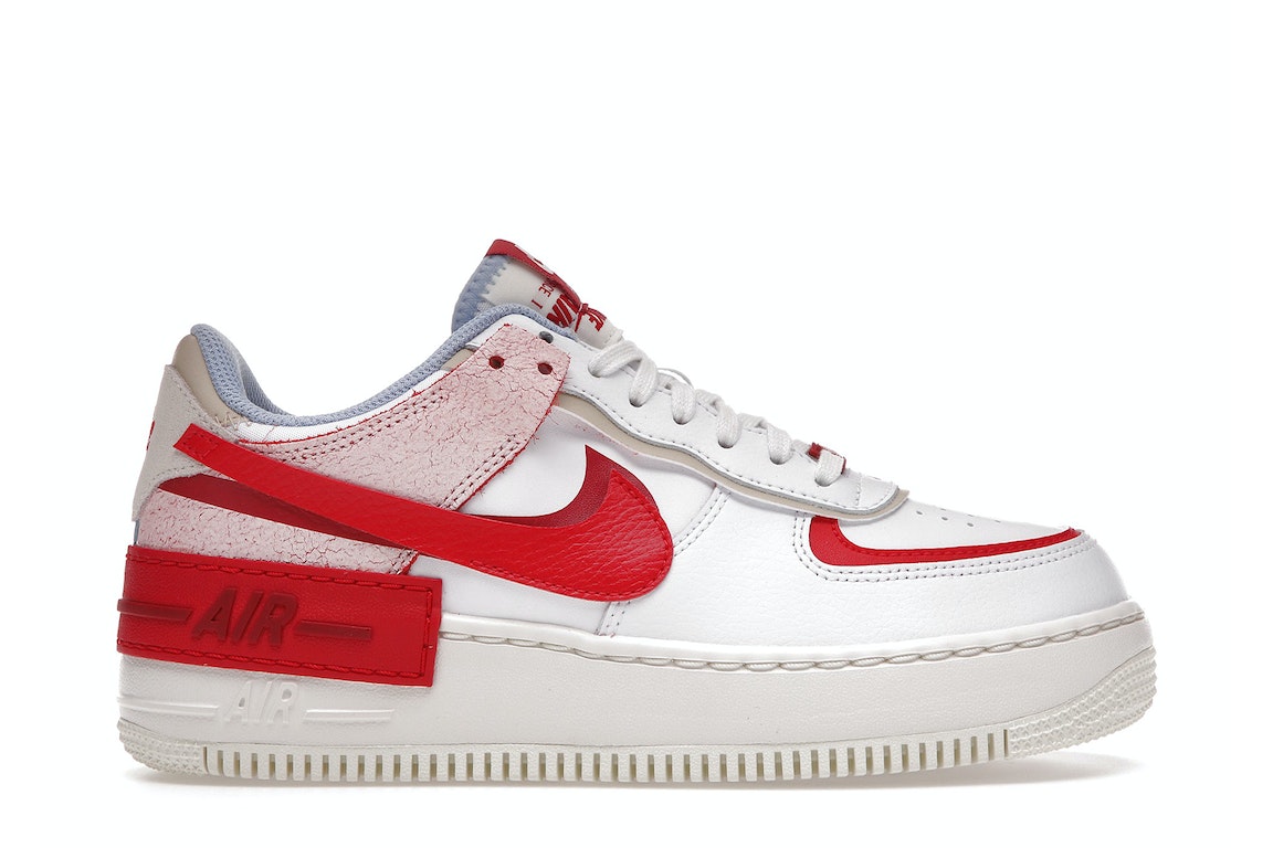 Pre-owned Nike Air Force 1 Low Shadow Cracked Leather (women's) In White/red/pink