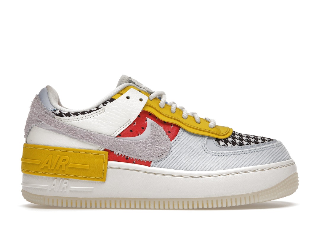 Pre-owned Nike Air Force 1 Low Shadow Multi Print Houndstooth (women's) In Sail/hydrogen Blue/bright Citron