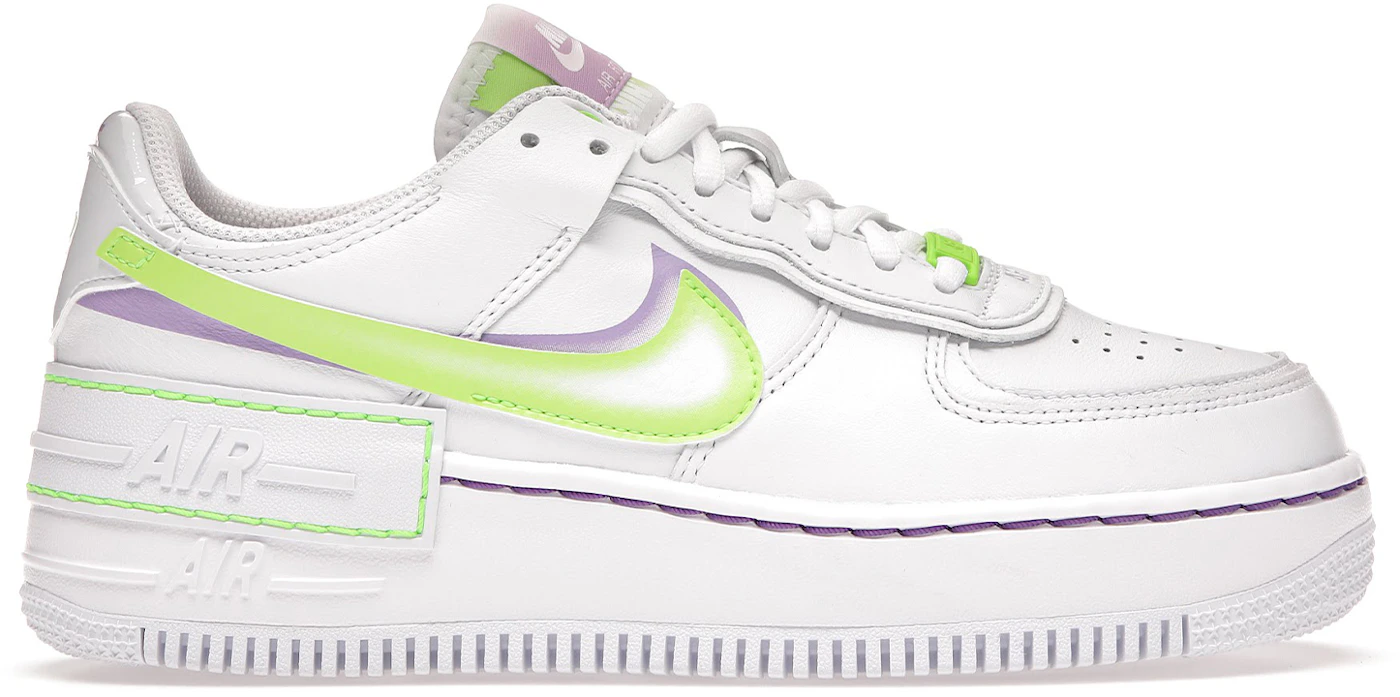 Chrome and Neon Green Pop on This Nike WMNS Air Force 1 Shadow •