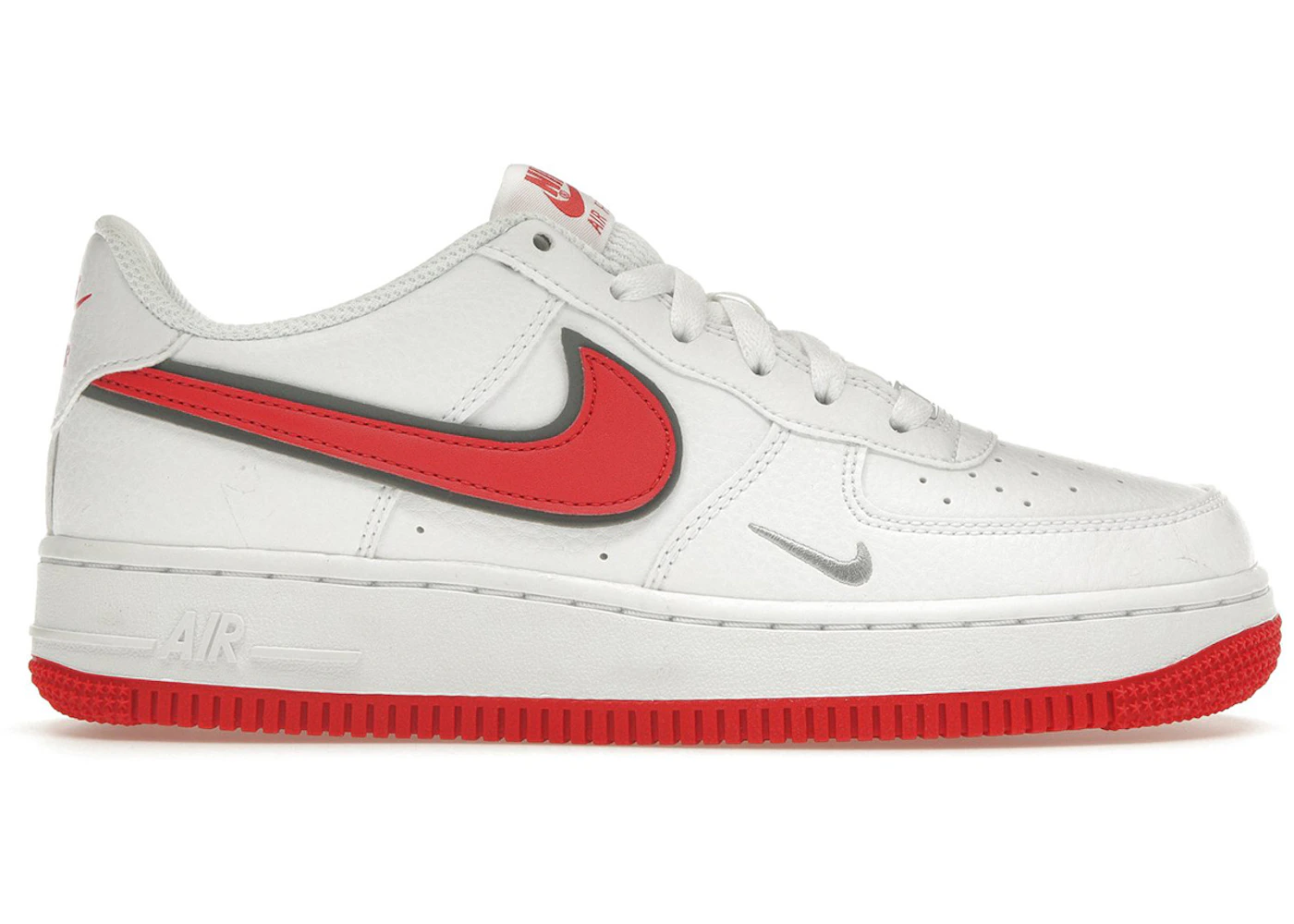 Nike Air Force 1 White Habanero Red Mini Swoosh (GS) Kids' - DX9269-101 - US