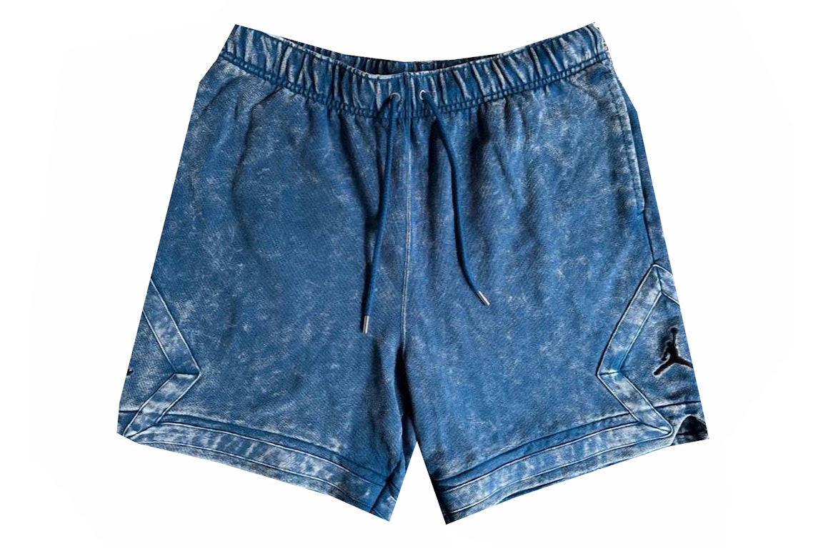 Pre-owned Nike Air Jordan Essentials Diamond Vintage Washed Fleece Shorts Blue