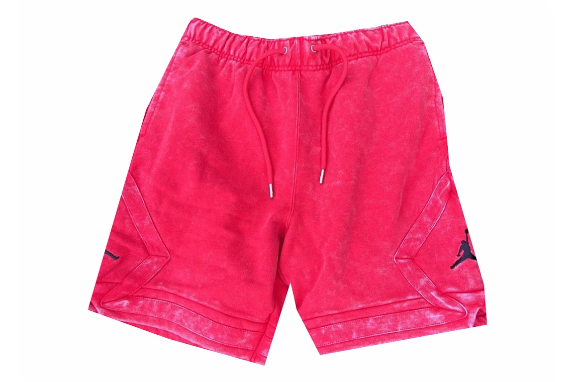 Pre-owned Nike Air Jordan Essentials Diamond Vintage Washed Fleece Shorts Gym Red