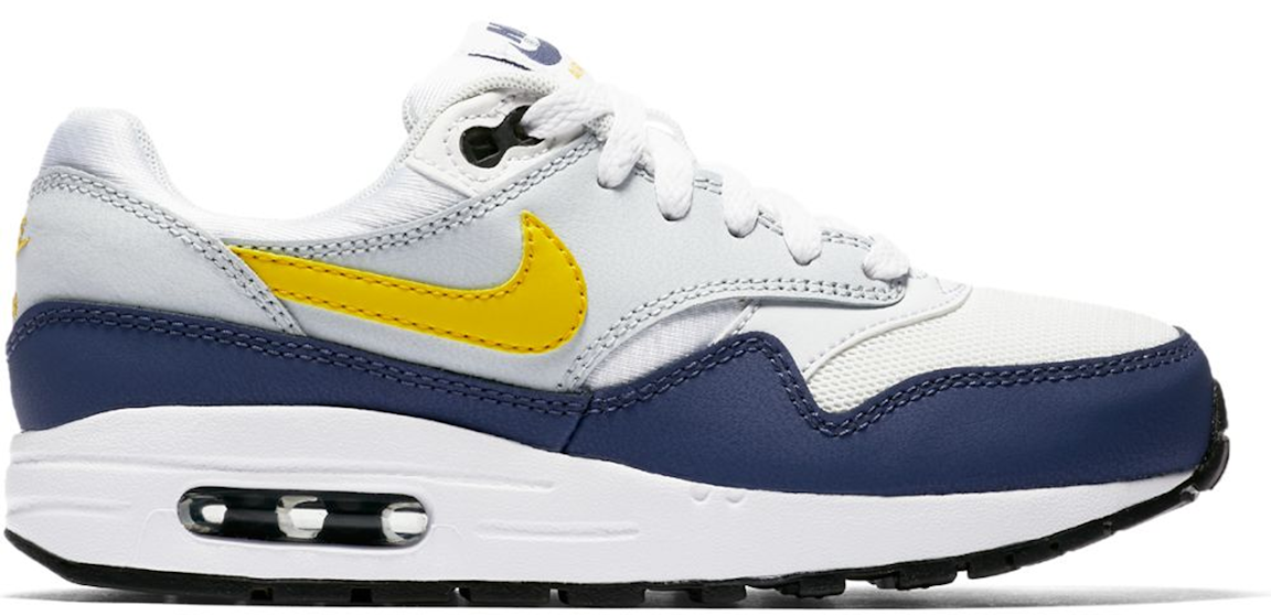 Pre-owned Nike Air Max 1 Blue Recall (gs) In White/blue Recall-pure Platinum-tour Yellow