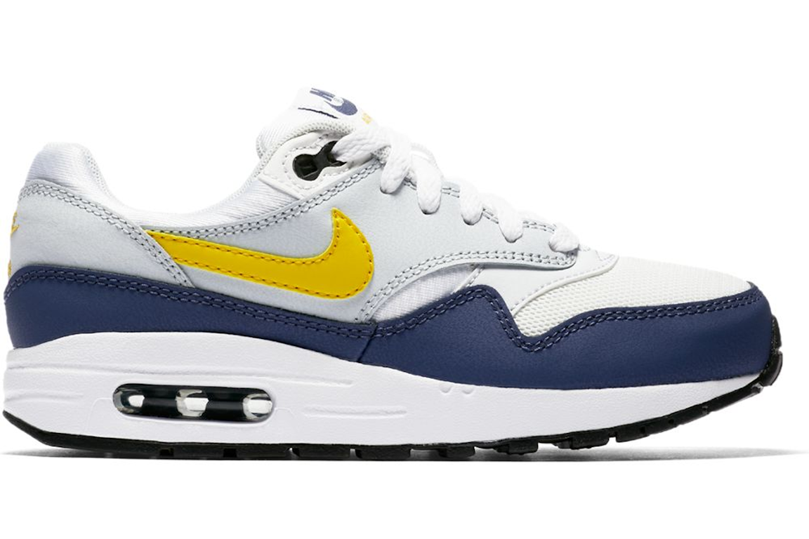 Pre-owned Nike Air Max 1 Blue Recall (gs) In White/blue Recall-pure Platinum-tour Yellow