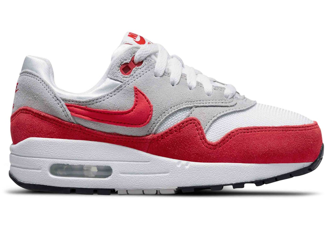 Pre-owned Nike Air Max 1 Challenge Red (gs) In White/challenge Red-neutral Grey-black