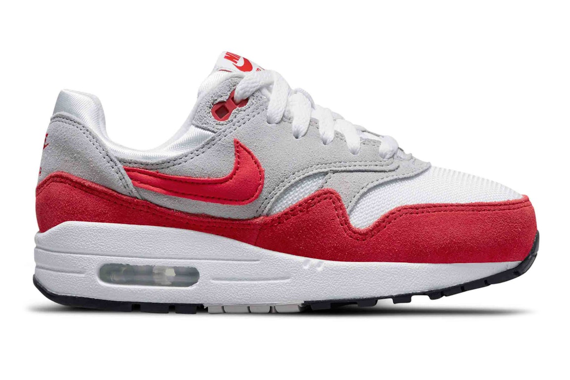 Pre-owned Nike Air Max 1 Challenge Red (gs) In White/challenge Red-neutral Grey-black
