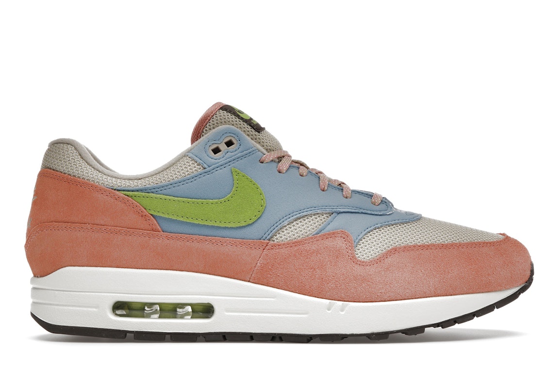Pre-owned Nike Air Max 1 Light Madder Root Worn Blue In Light Madder Root/vivid Green-rattan