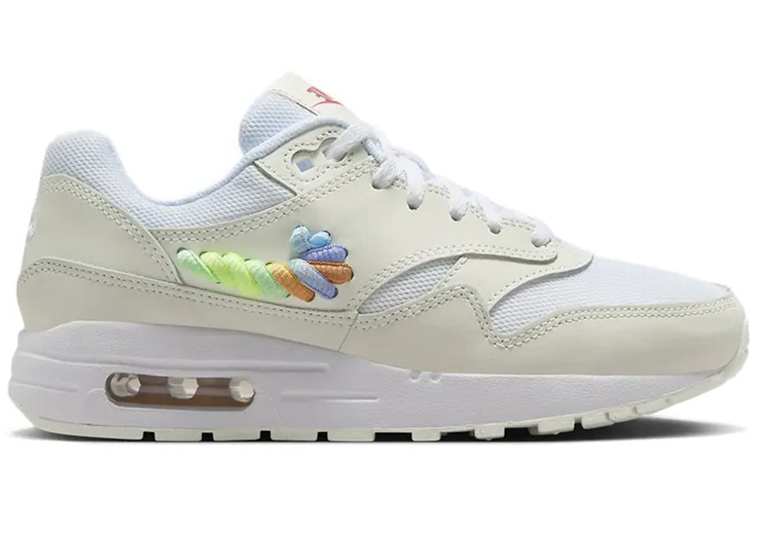Pre-owned Nike Air Max 1 Se White Rainbow Lace Swoosh (gs) In White/summit White/terra Blush