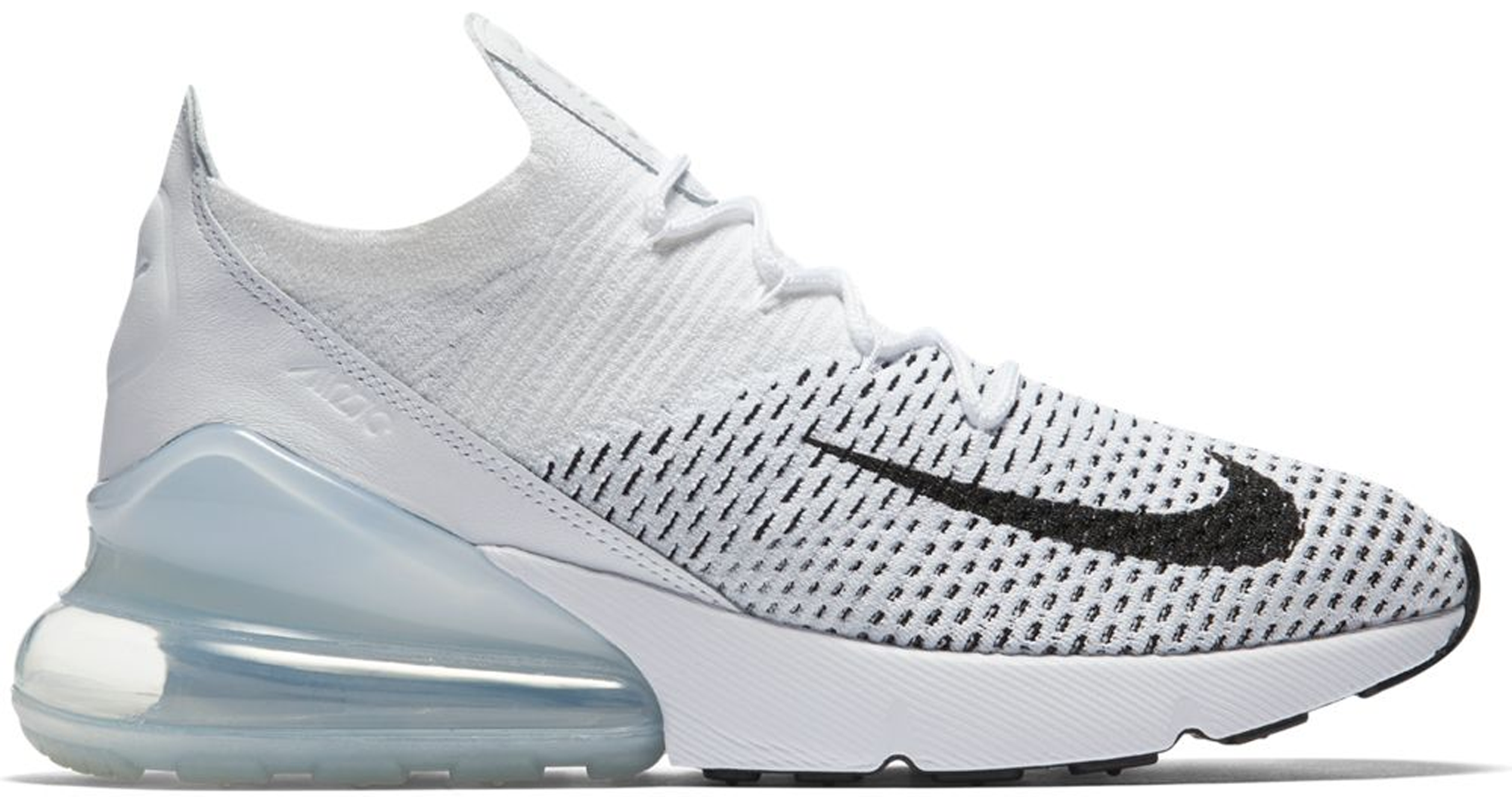 nike air max 270 flyknit trainer black / white