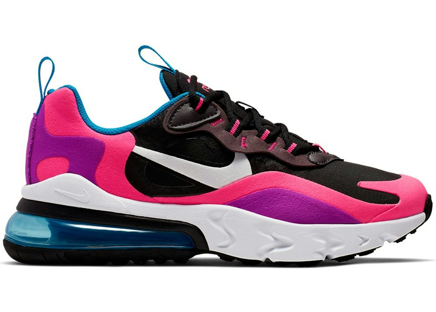 Nike Air Max 270 React Black Hyper Pink Vivid Purple Gs Bq0101 001 Nike Air Max 270 React Black Hyper Pink Vivid Purple Gs Bq0101 001