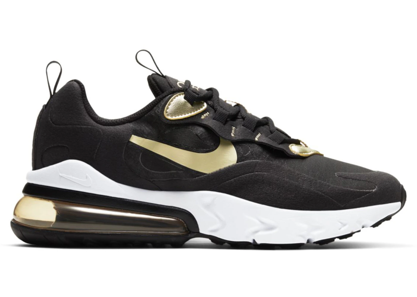 Nike Air Max 270 React Black Metallic Gold Star (GS) BQ0103-018 US