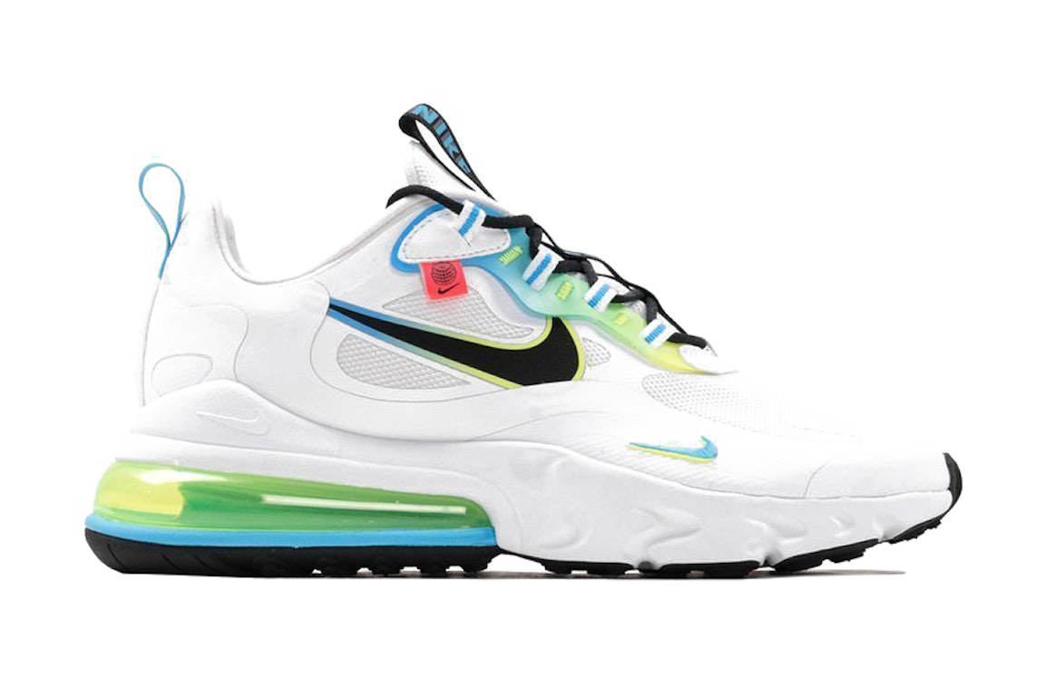 Pre-owned Nike Air Max 270 React Worldwide Pack White In White/black-blue-lime