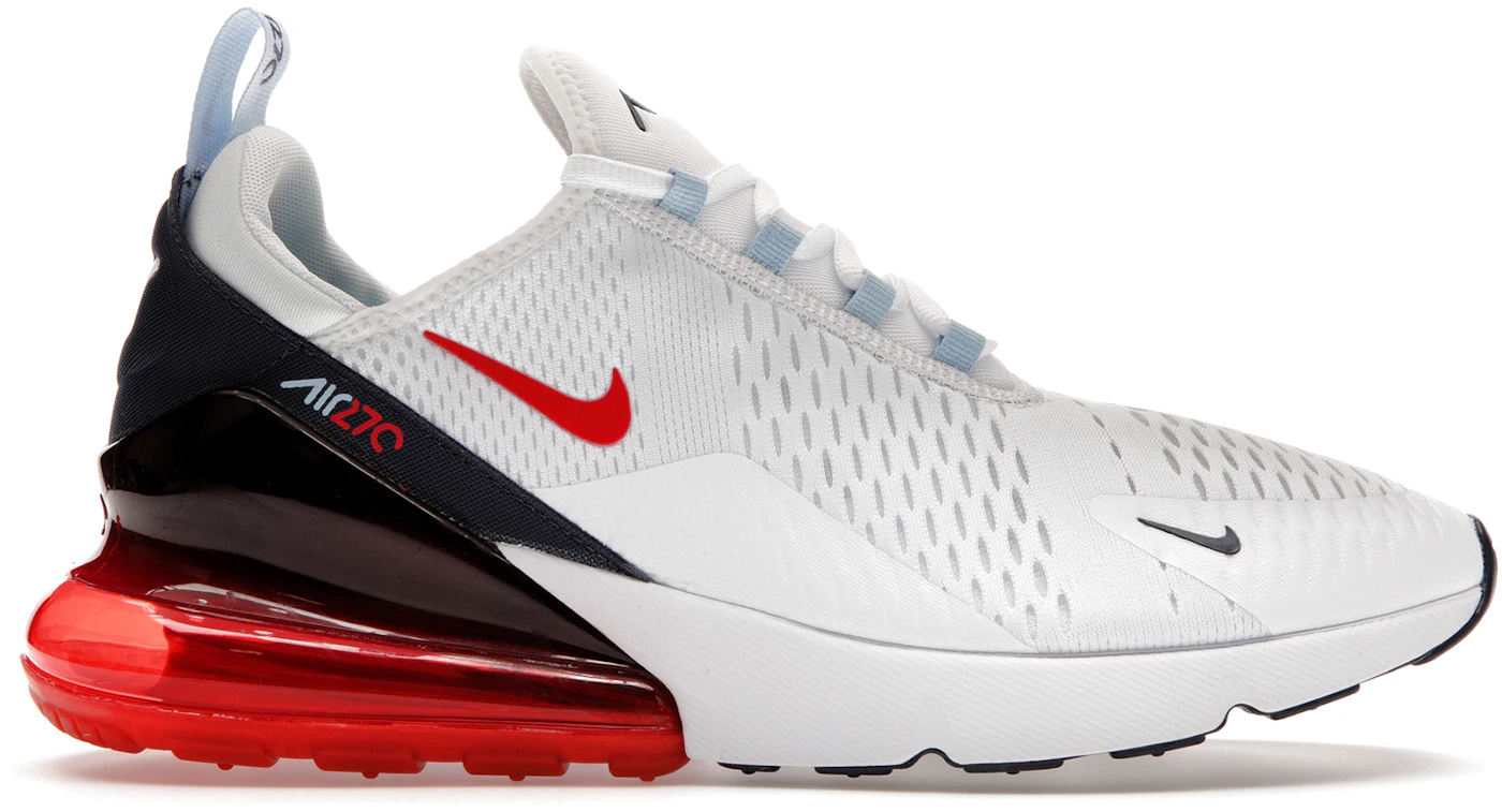 Men's Nike Air Max 270 Shoes, 8.5, White/Red/Navy