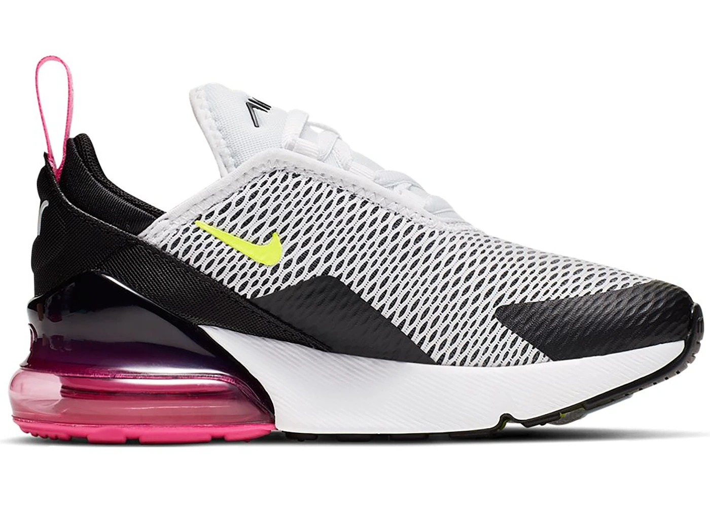 Nike Air Max 270 White Black Fuchsia Volt PS Kids AO2372 102 US
