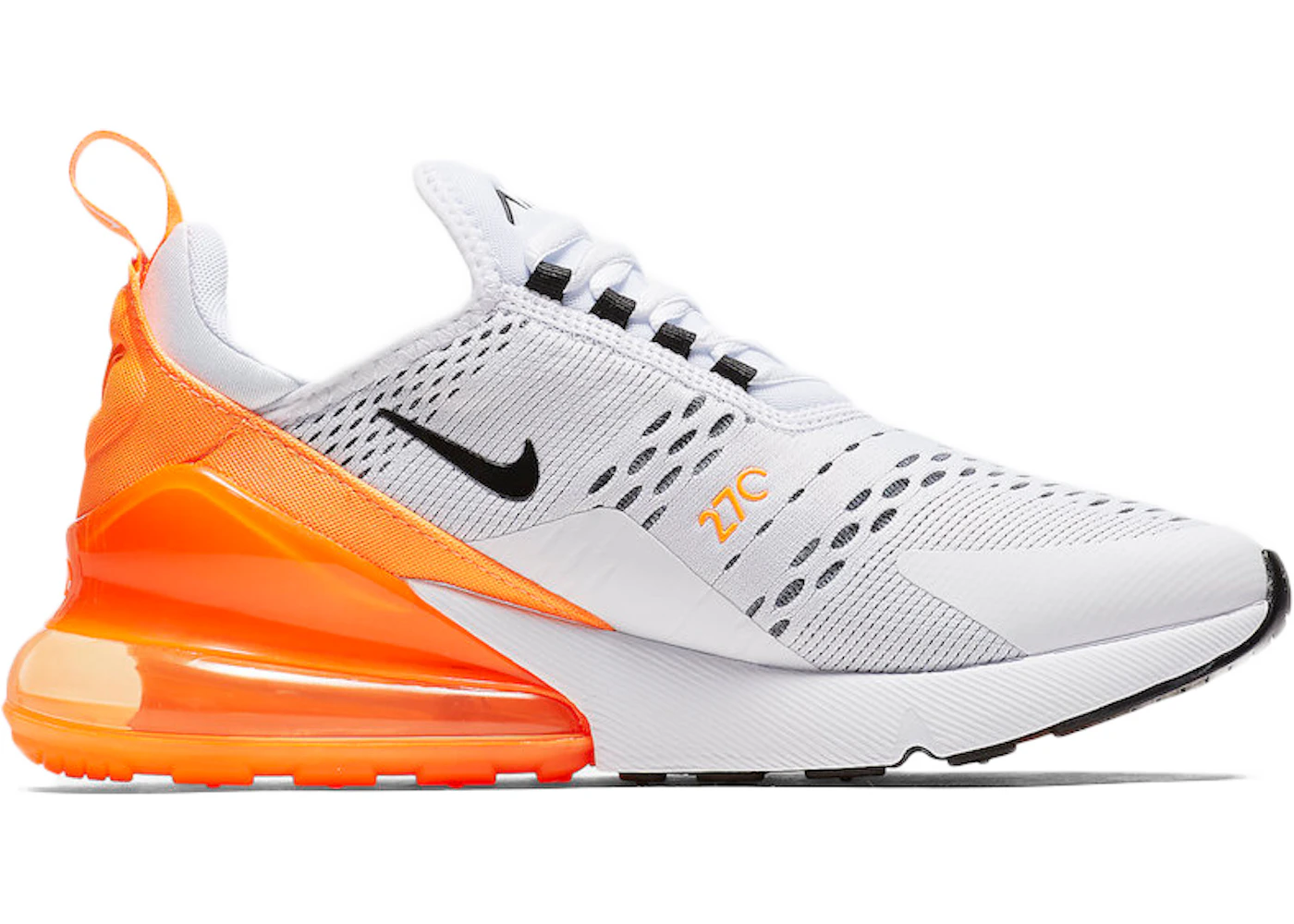 Nike Air Max 270 - Womens Shoes White/Black/Total Orange Size 5