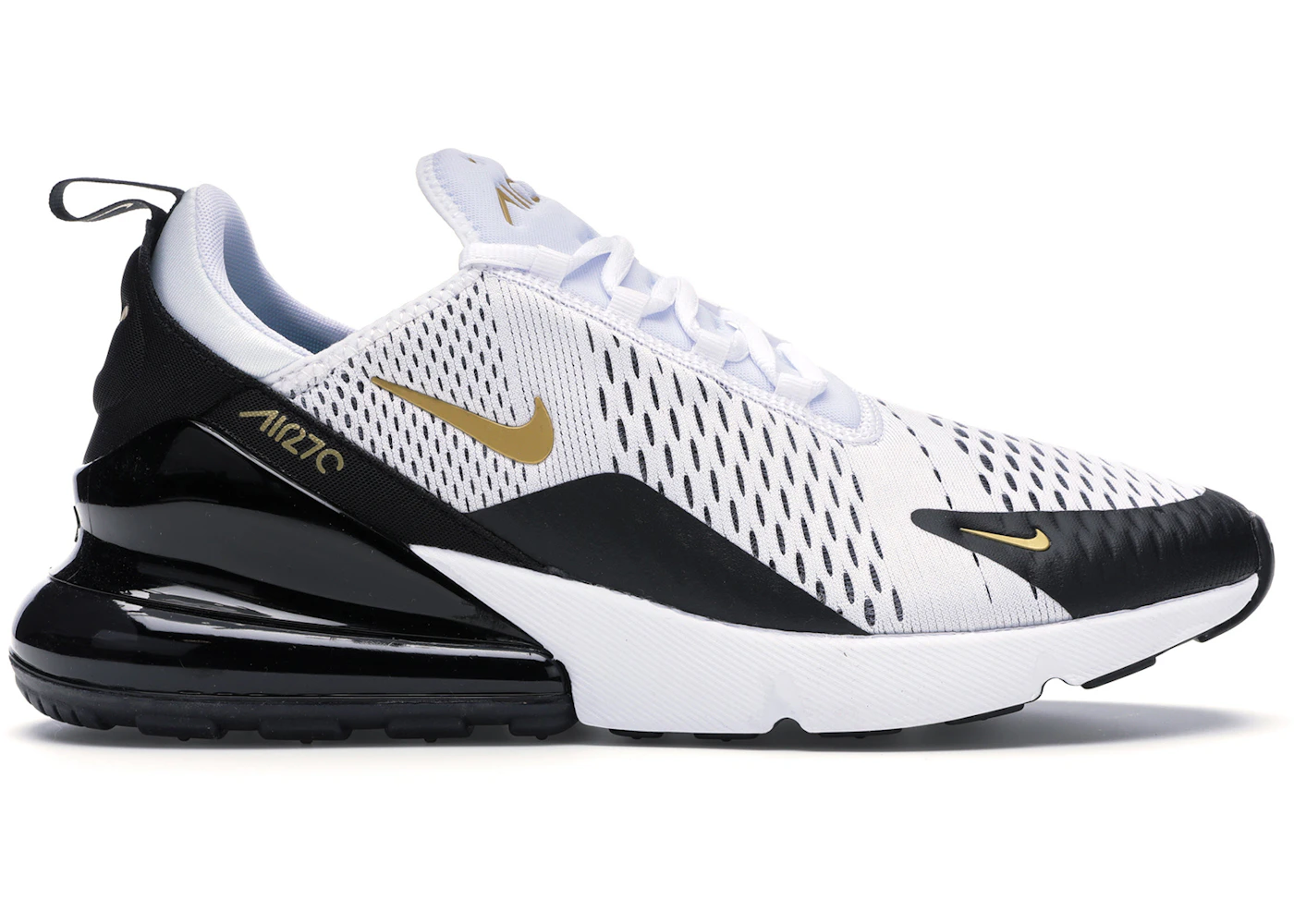 Nike Air Max 270 White Metallic Gold Black Men's AV7892-100 US