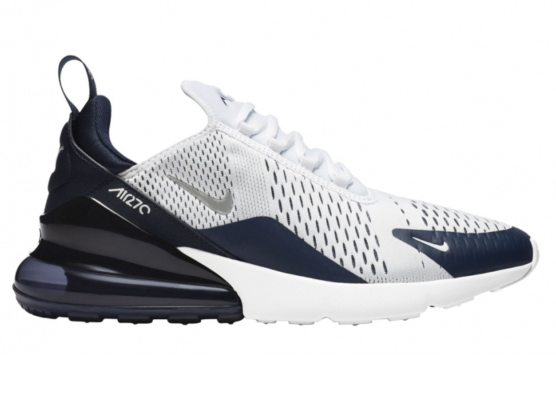 white and navy blue air max 270