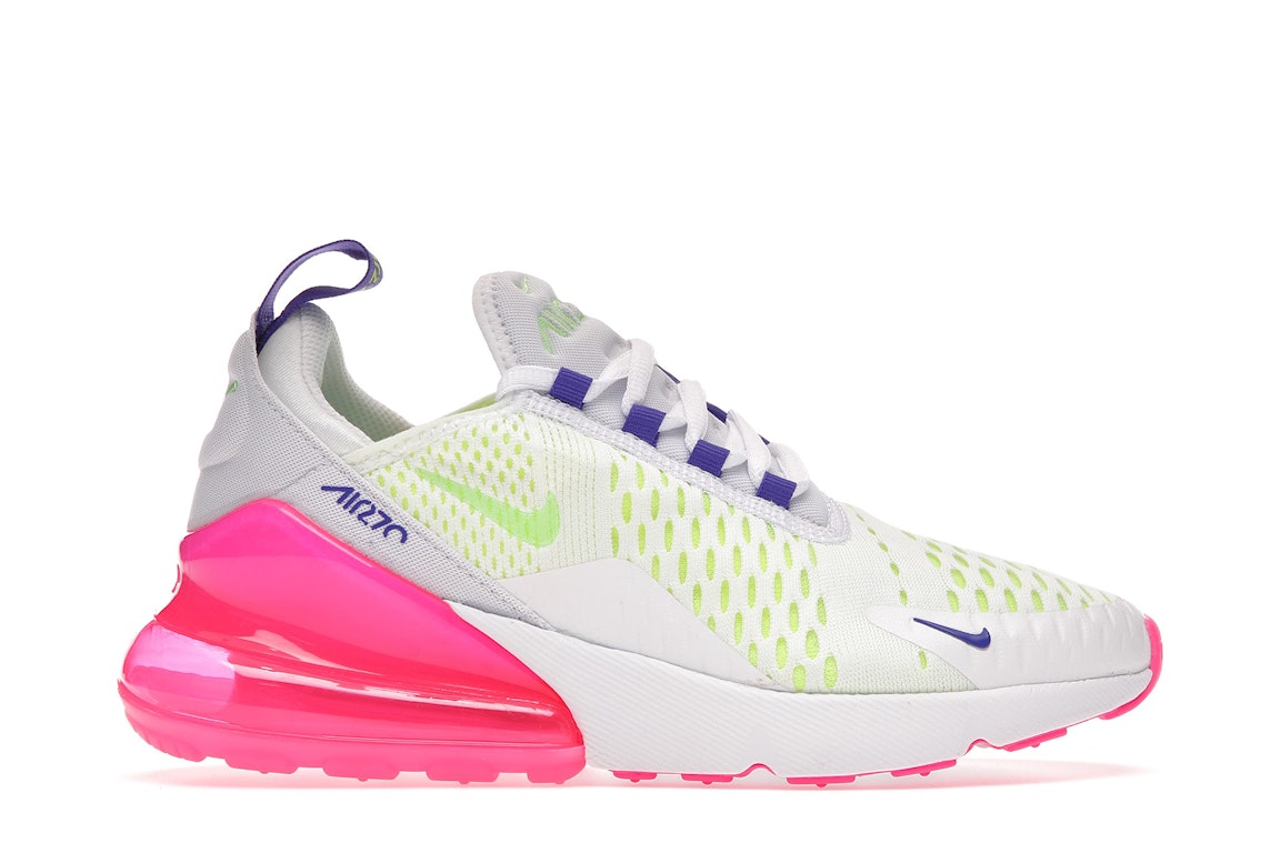 Pre-owned Nike Air Max 270 White Volt Pink Blast Indigo (women's) In White/volt-pink Blast-indigo Burst
