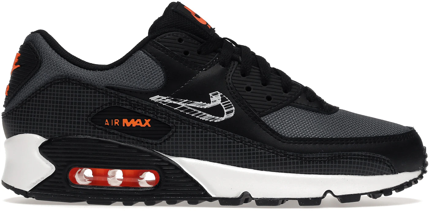 Nike Air Max 90 3D Swoosh Black Grey Orange DR5642-001 - ES