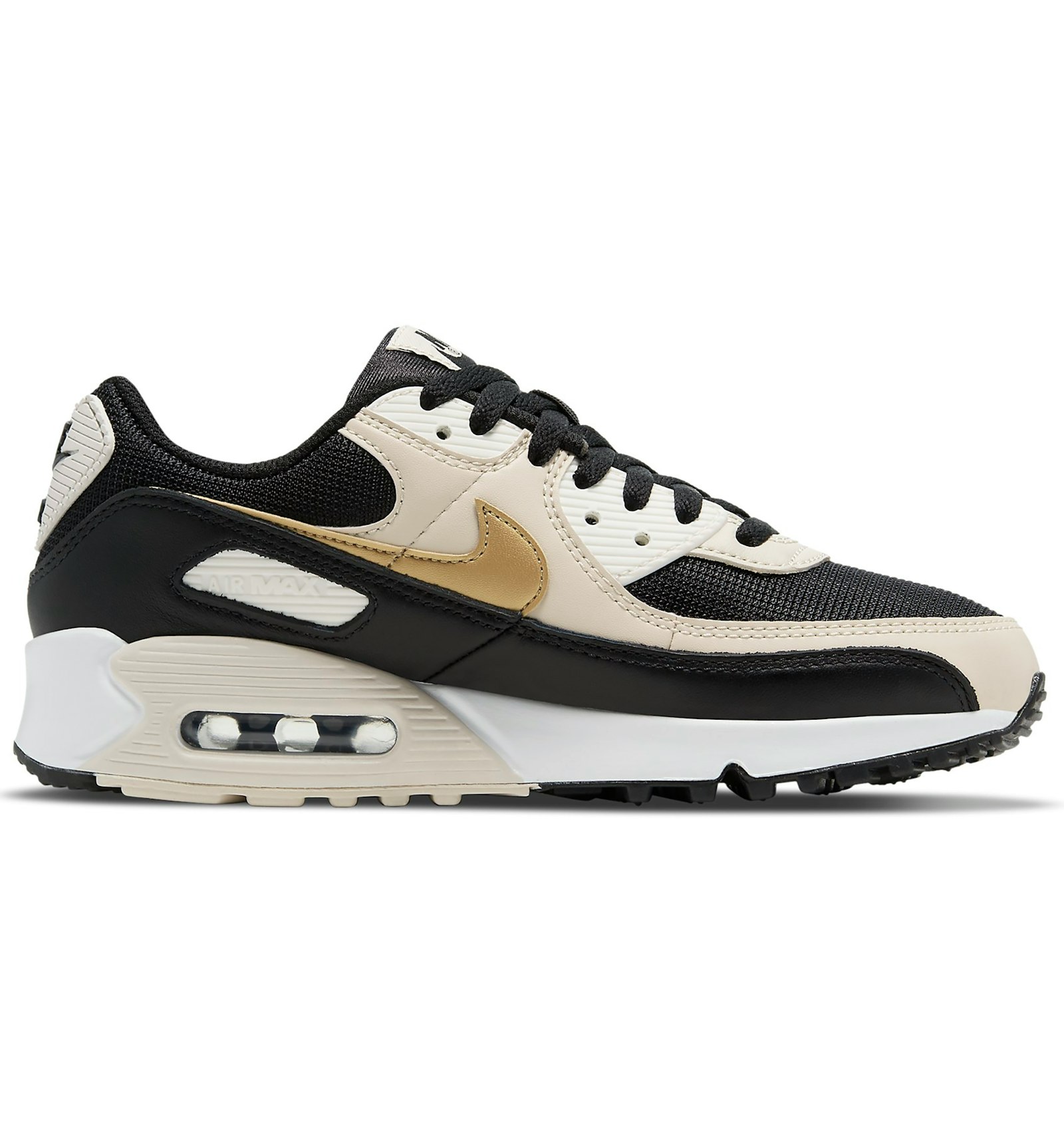 Nike Air Max 90 Black Metallic Gold Summit White (Women's