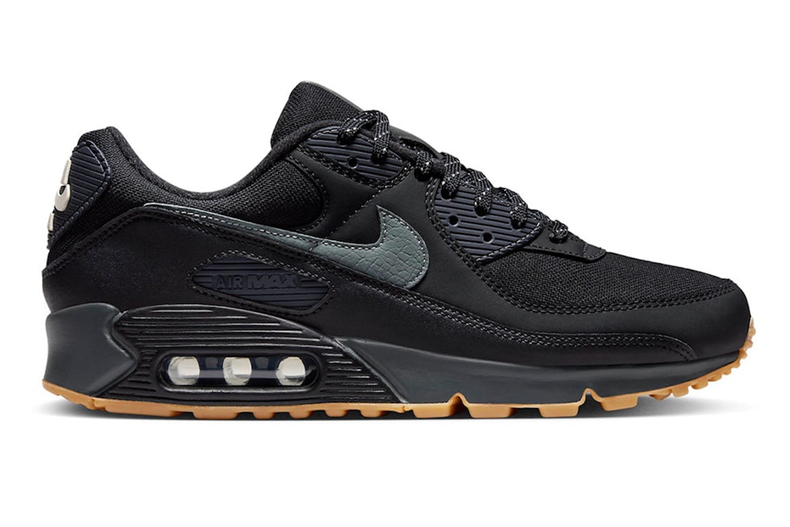 Click to view more detailed imagery on our partner's website Pre-owned Nike Air Max 90 Black Smoke Grey Gum Reflective In Black/anthracite/light Orewood Brown