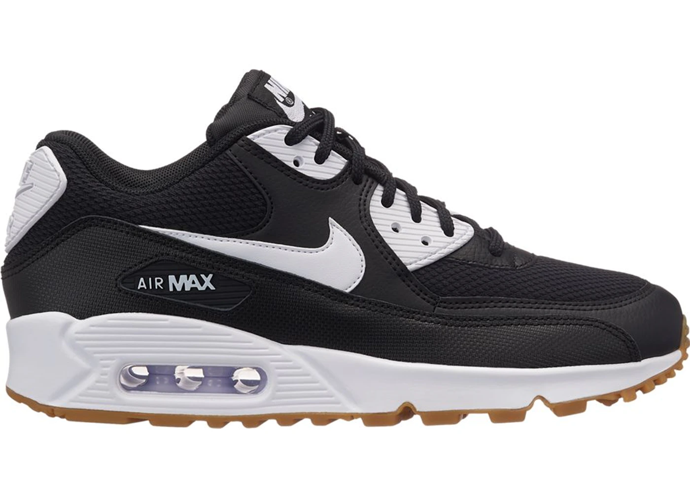 Air max 90 black 2025 gum bottom