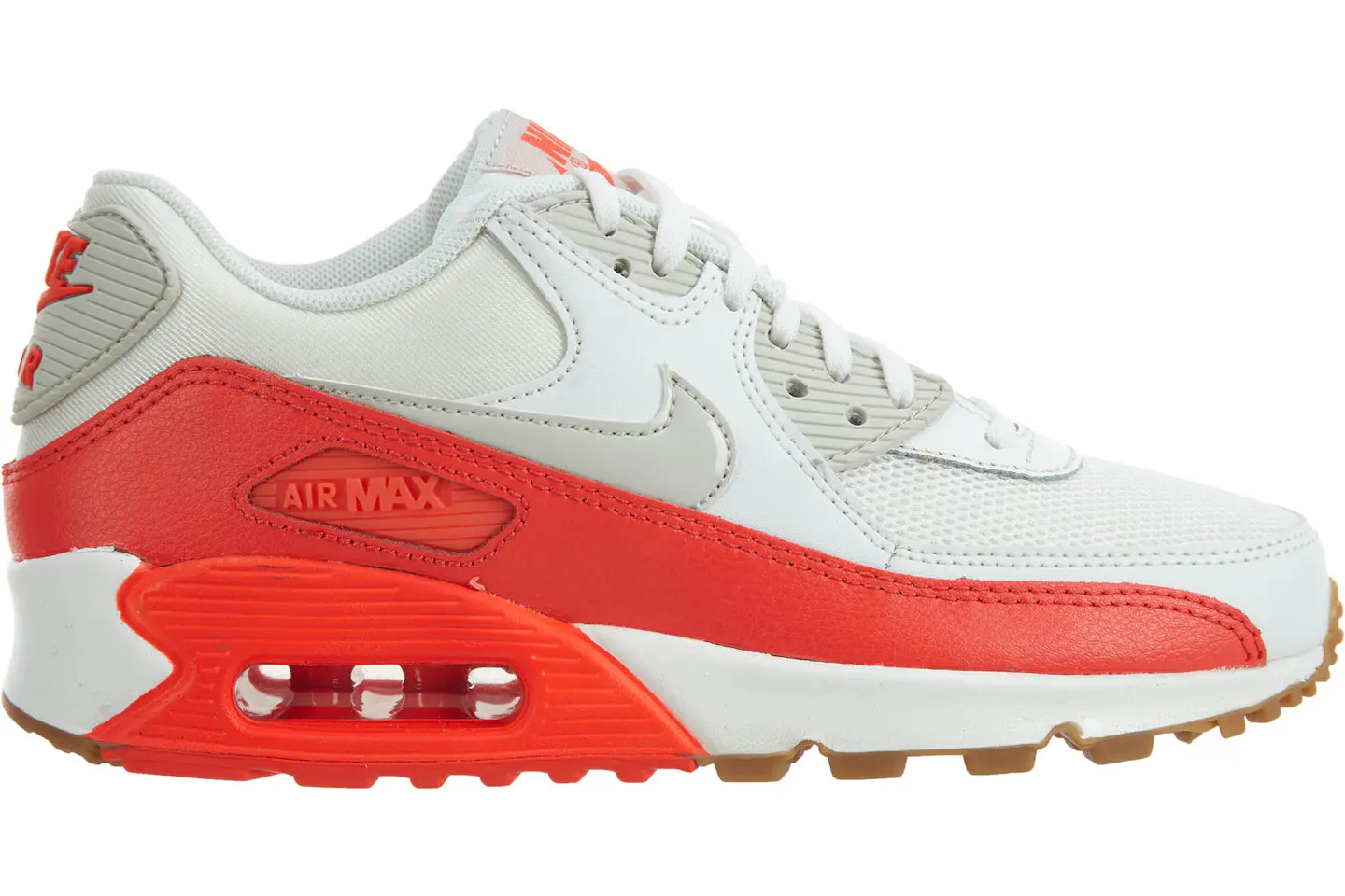 Nike Air Max 90 Essential Summit White Light Brown-Bright Crimson (Women's) - 616730-113 - US
