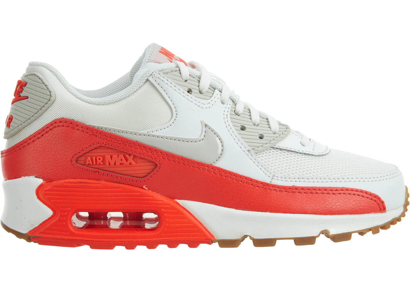 Nike Air Max 90 Essential Summit White Light Brown-Bright Crimson (Women's) - 616730-113 - US