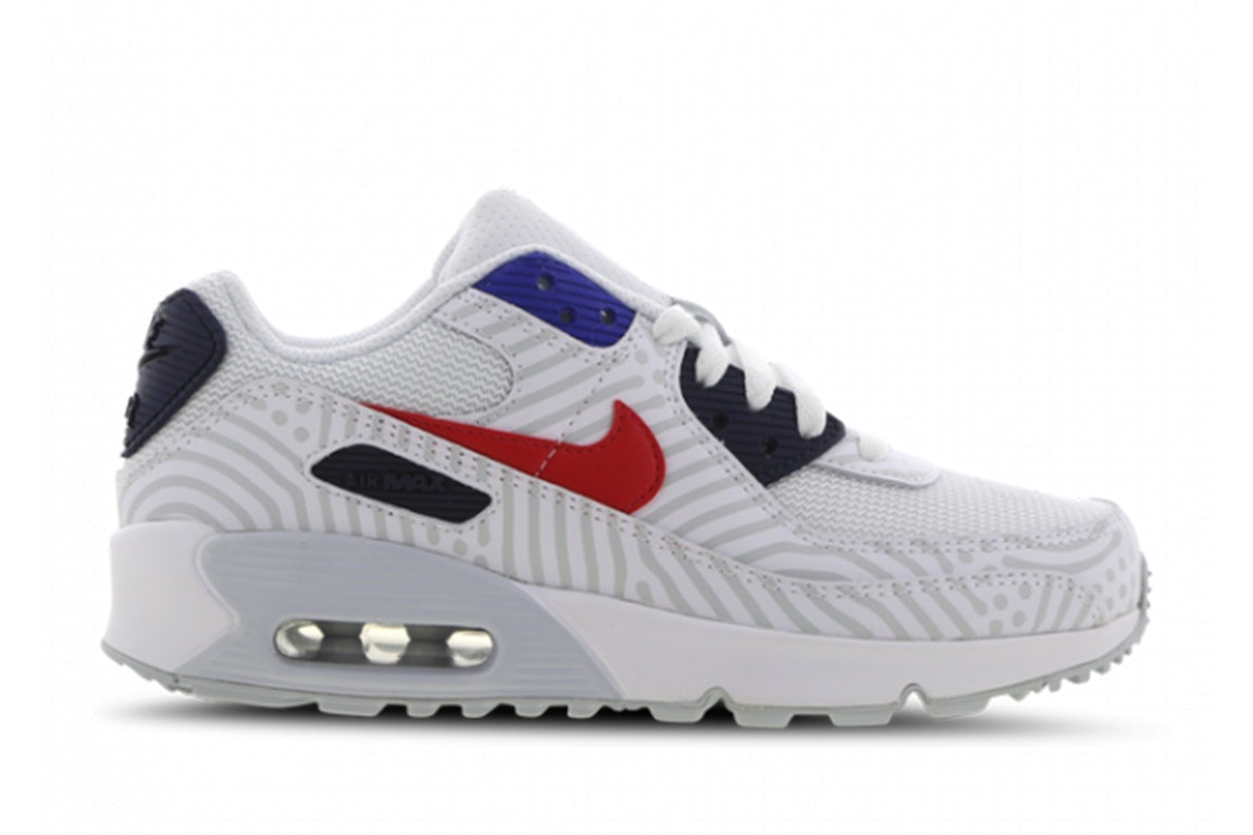 Pre-owned Nike Air Max 90 Euro Tour (2020) (gs) In White/midnight Navy-bright Blue-university Red