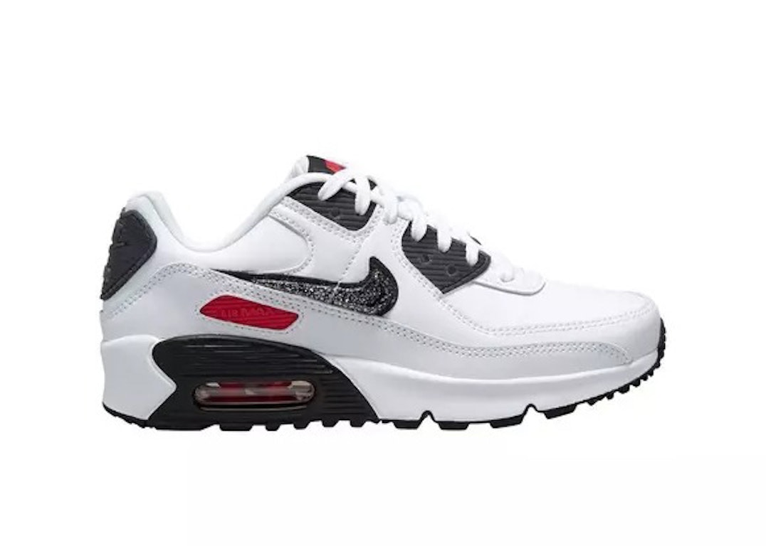 Pre-owned Nike Air Max 90 Ltr White Black Red (gs) In White/black/red