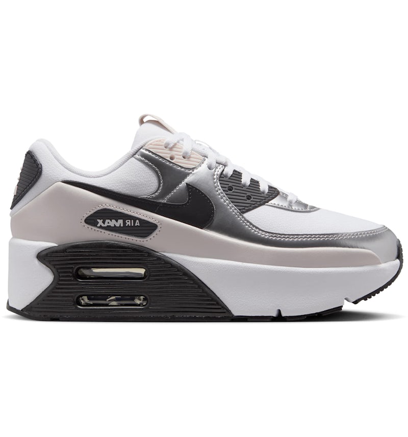 Nike Air Max 90 LV8 White Phantom Metallic Silver Black (Women's