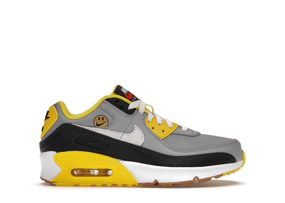 Pre-owned Nike Air Max 90 Leather Go The Extra Smile (gs) In Wolf Grey/anthracite/yellow Strike