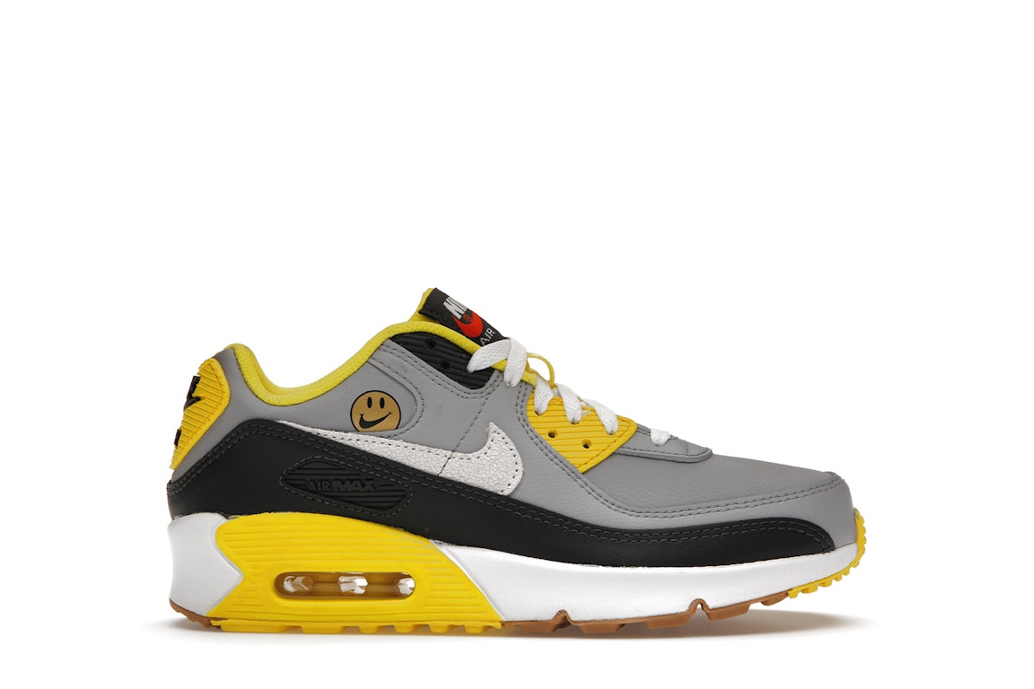 Pre-owned Nike Air Max 90 Leather Go The Extra Smile (gs) In Wolf Grey/anthracite/yellow Strike
