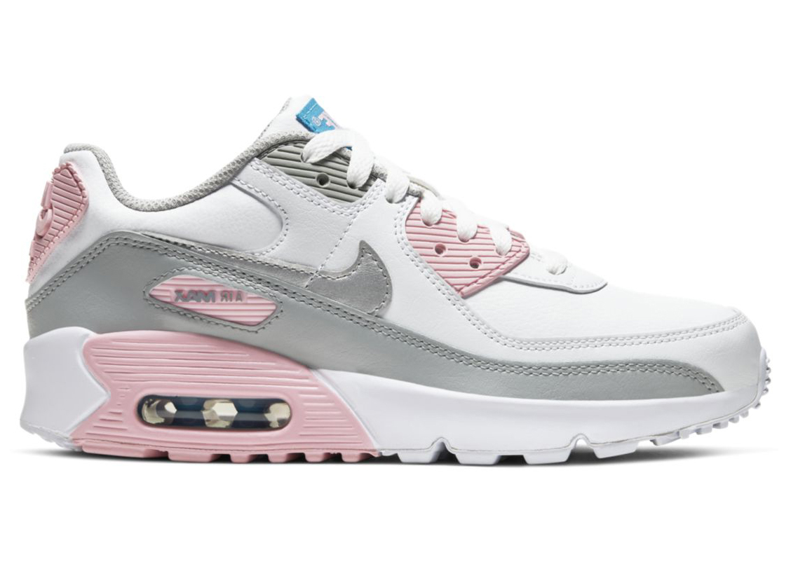 Nike Air Max 90 Leather Metallic Silver Pink (GS) キッズ - CD6864 ...