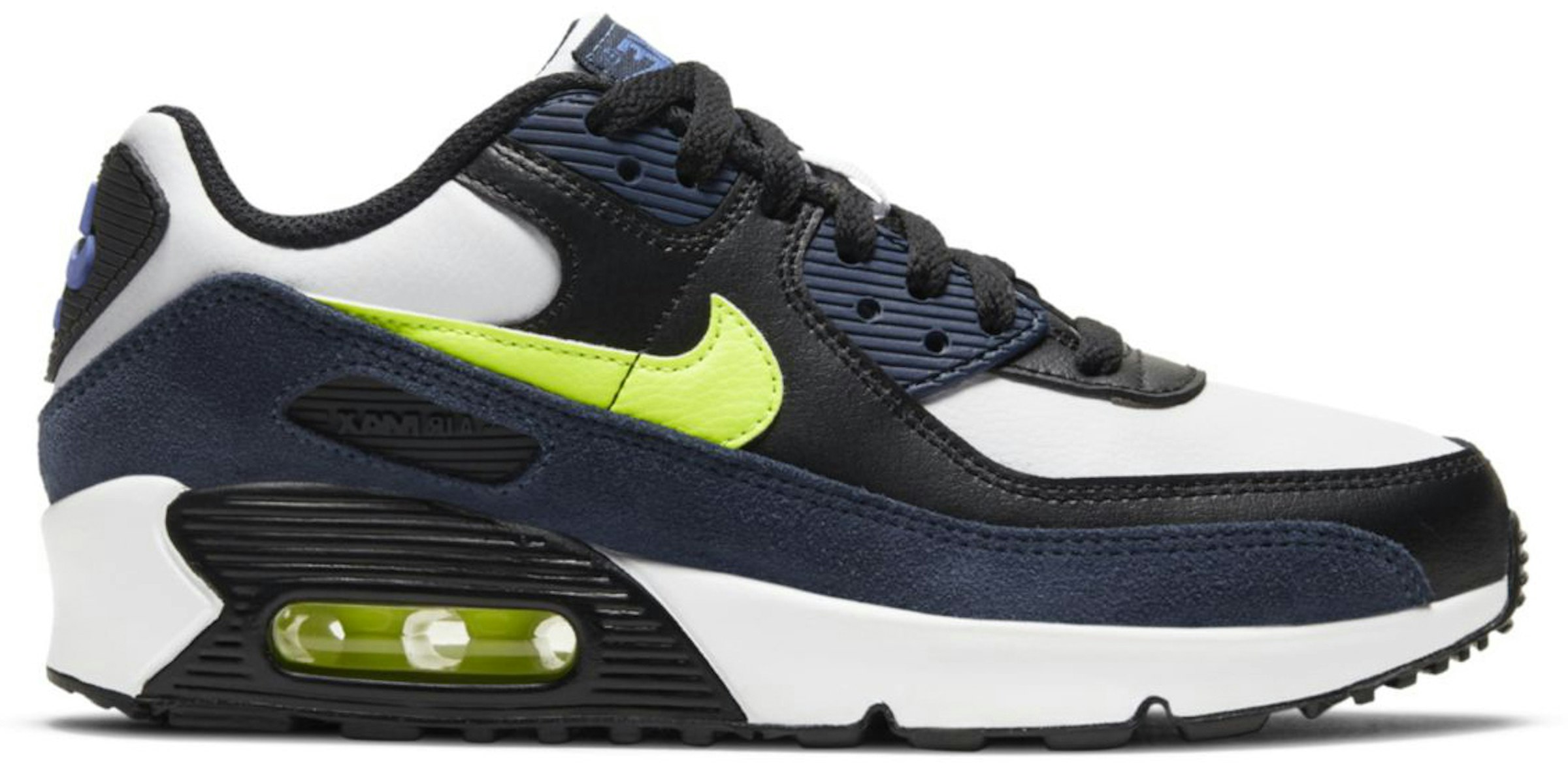 Nike Air 90 Leather Midnight Navy Volt (GS) Kids' - CD6864-401 - US