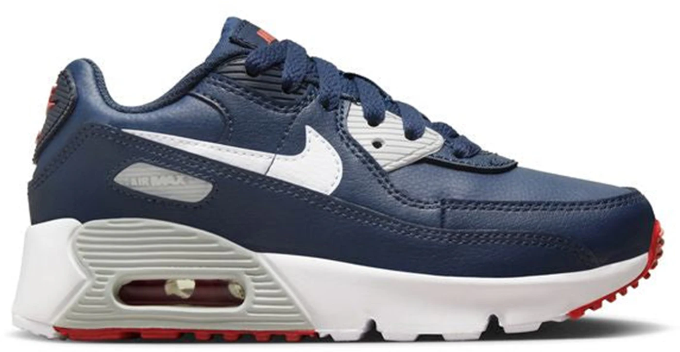 Nike Air Max 90 Leather Obsidian Track Red (PS) Kids' - DV3608-400 - US
