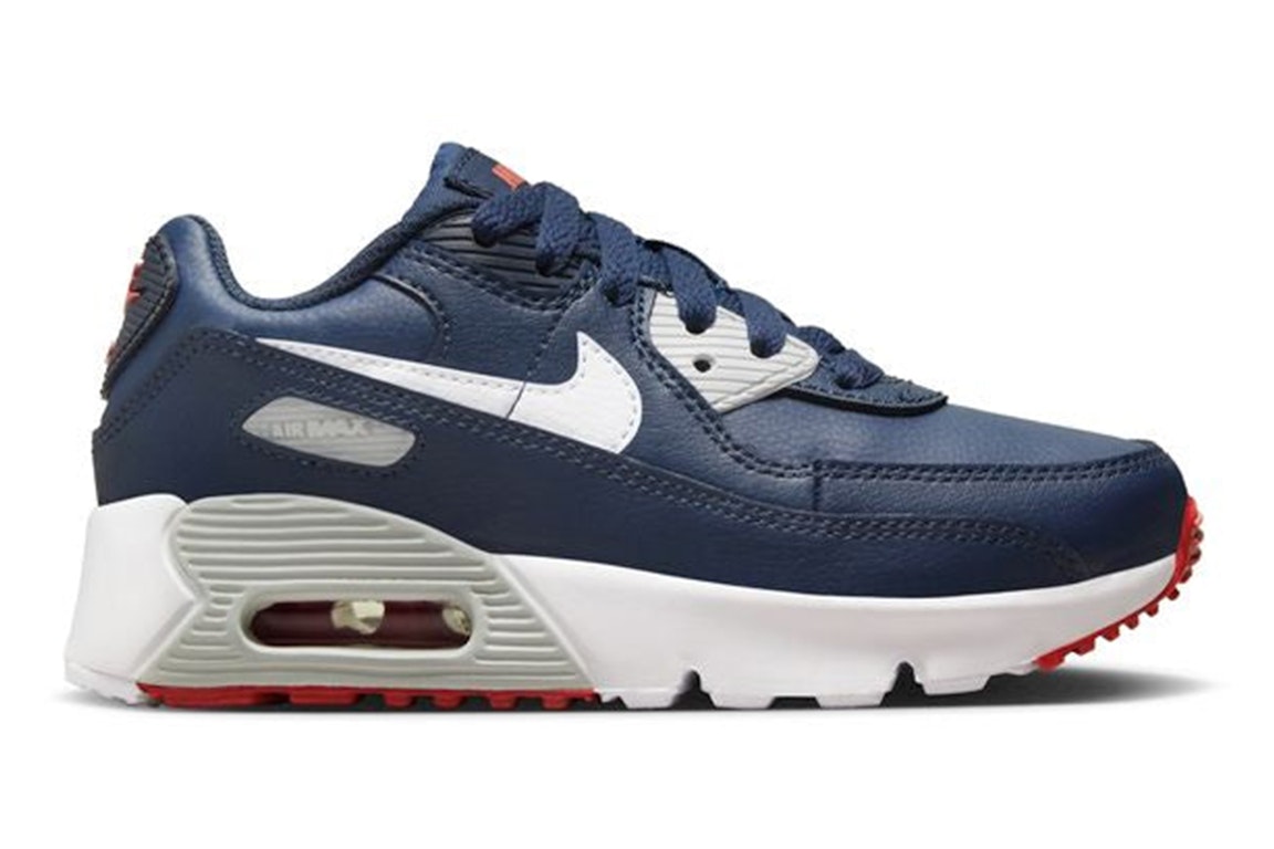 Pre-owned Nike Air Max 90 Leather Obsidian Track Red (ps) In Obsidian/midnight Navy/track Red