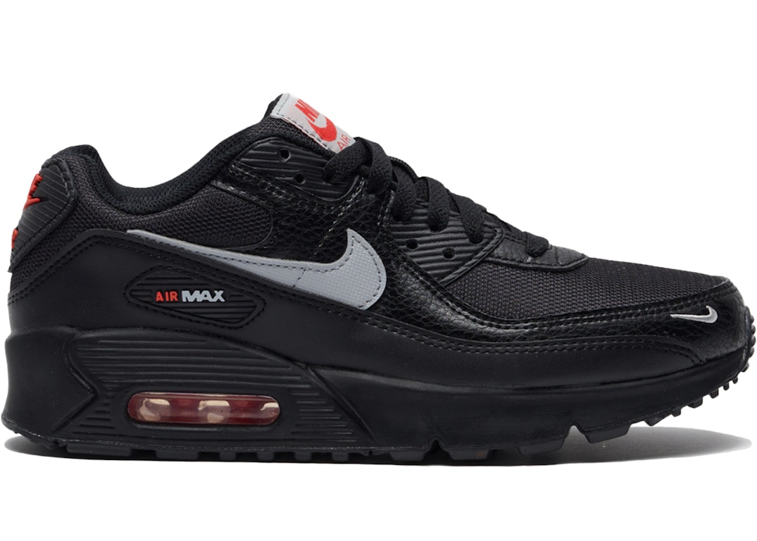 Pre-owned Nike Air Max 90 Next Nature Black Wolf Grey Crimson (gs) In Black/wolf Grey-crimson