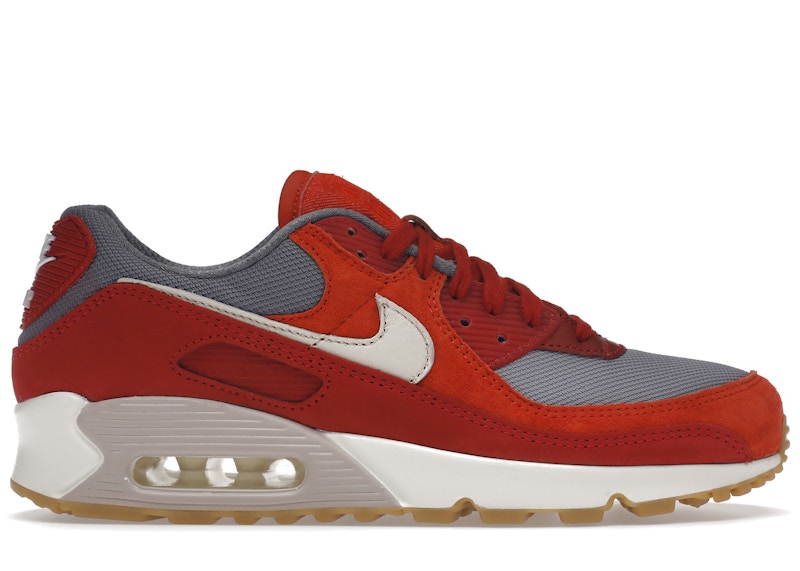 Nike Air Max 90 Premium Gym Red Smoke Grey Gum Men's