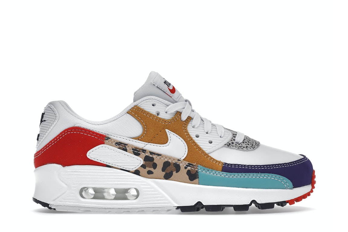Pre-owned Nike Air Max 90 Se Animal White (women's) In White/light Curry/habanero Red