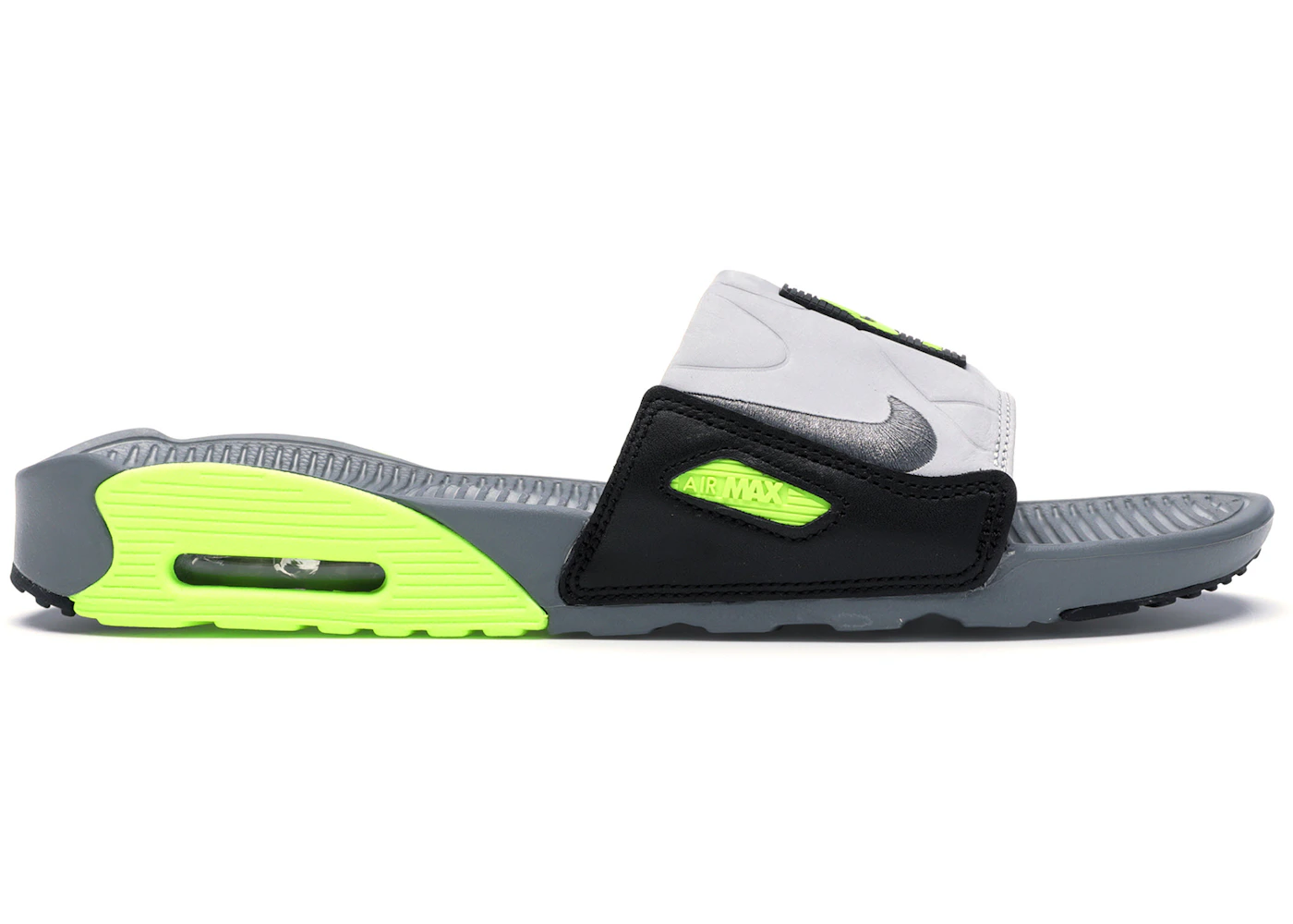 Nike Air Max 90 Slide Smoke Grey Volt Black Men's - BQ4635-001 - US