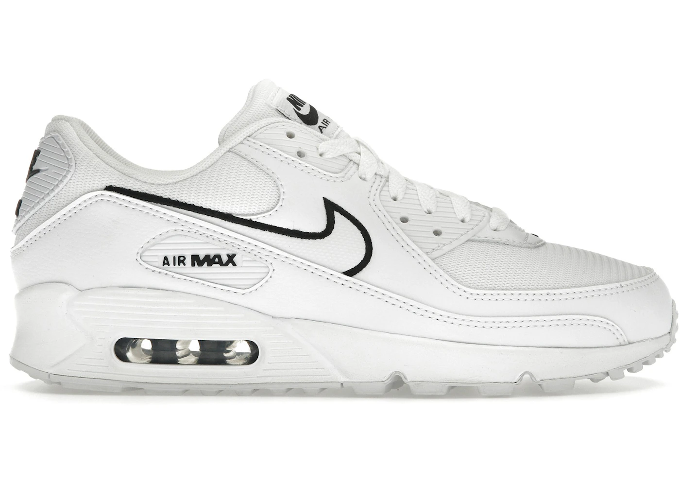 Nike Air Max 90 White Black Outlined Swoosh Men's HF3835-100 GB