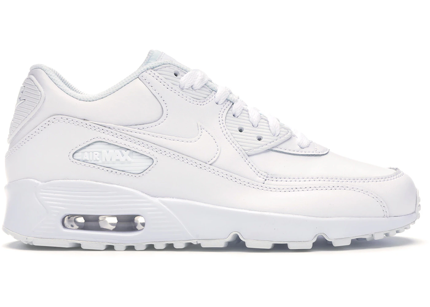 Nike Air Max 90 White Leather (GS) 833412-100 US
