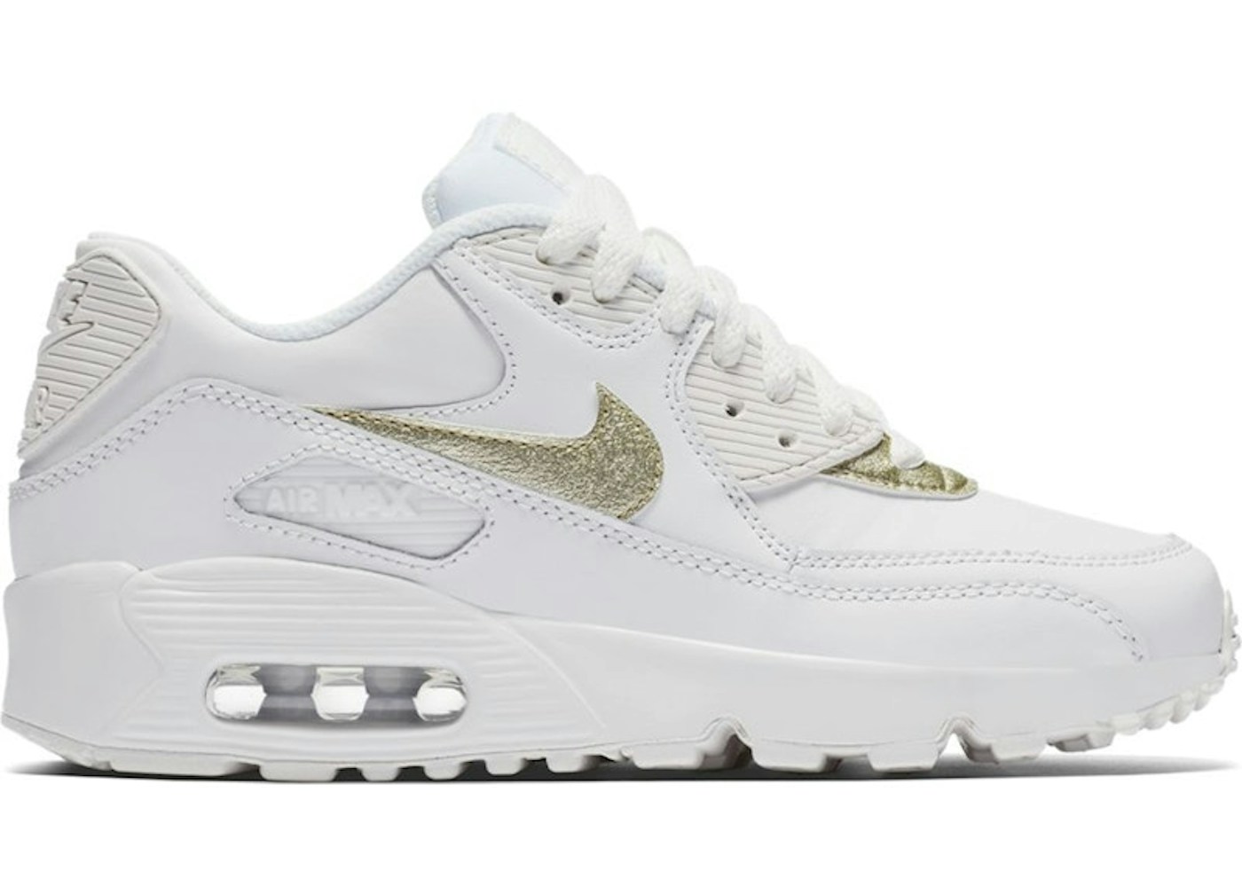 Nike Air Max 90 White Metallic Gold Star (GS) - 833376-103